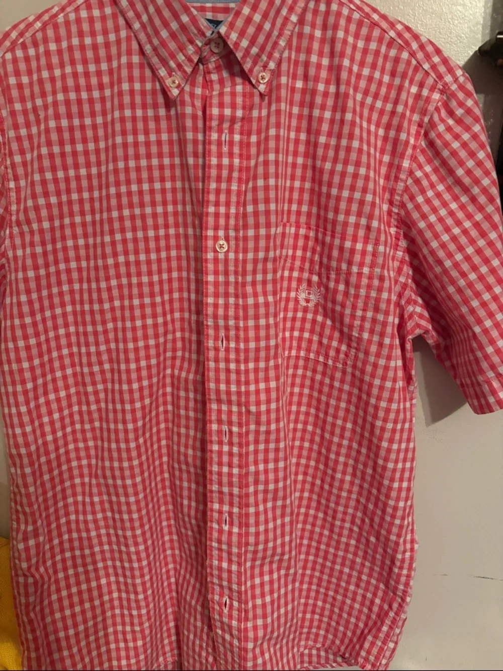 Chaps Red Pink and White Gingham Button-Down Shirt - Picture 4 of 5